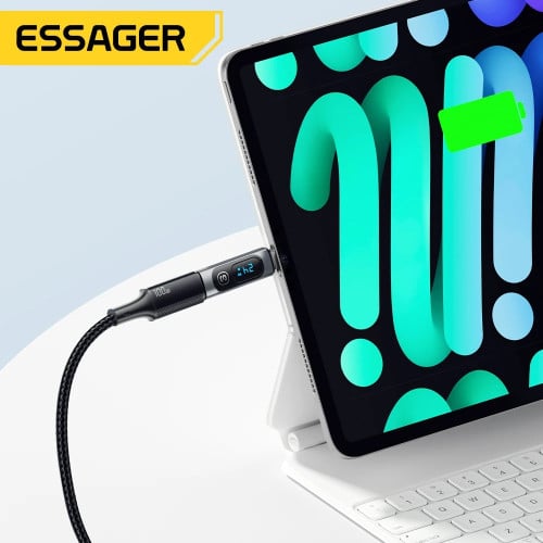 Aluminum LED Power Display USB Type-C to Type-C Adapter ឌុយ OTG Type-C មានលេខមើលកំលាំងសាក