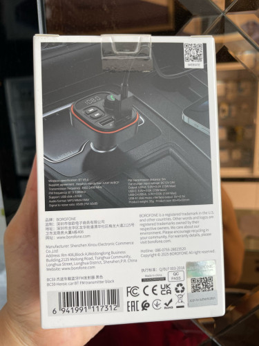 Borofone in car BT FM TRANSMITTER 15 w