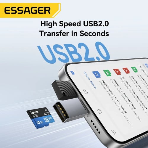 Essager 2-in-1 Card Reader មានទាំង Type-A និង Type-C