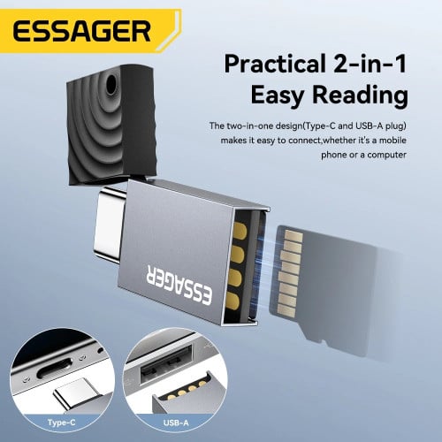 Essager 2-in-1 Card Reader មានទាំង Type-A និង Type-C