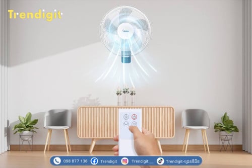 កង្ហារជាប់ជញ្ជាំង Midea Wall Fan MFW160R0BPW (16”)