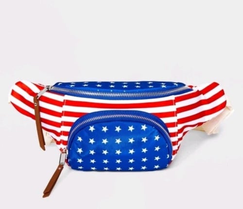 Americana Belt Crossbody Bag- Mad Love Blue/ Red