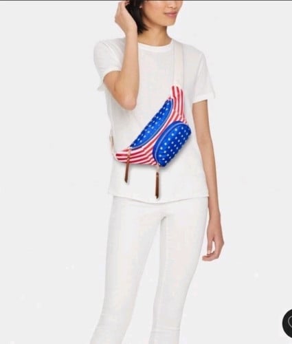 Americana Belt Crossbody Bag- Mad Love Blue/ Red