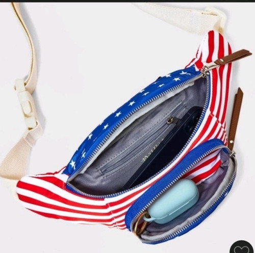 Americana Belt Crossbody Bag- Mad Love Blue/ Red