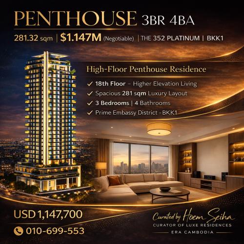 Two Penthouses. One Decision. About $1M to $1.147M for 3BR/4Ba 281 sqm. One Is Yours.