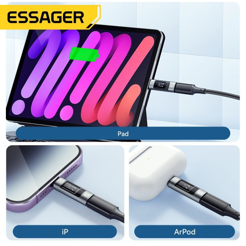 Aluminum Type C to Lighting OTG Adapter Digital Display