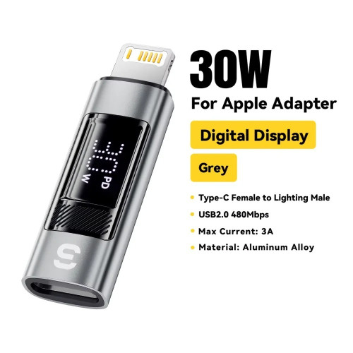 Aluminum Type C to Lighting OTG Adapter Digital Display