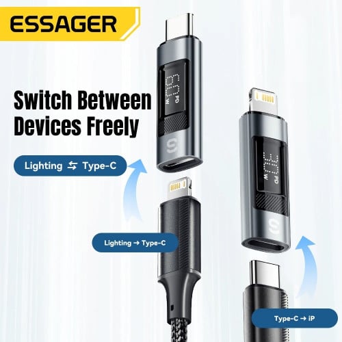 Aluminum Type C to Lighting OTG Adapter Digital Display