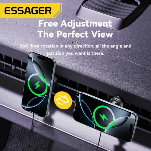 Essager 15W RGB Magnetic Car Phone Holder Wireless Charger