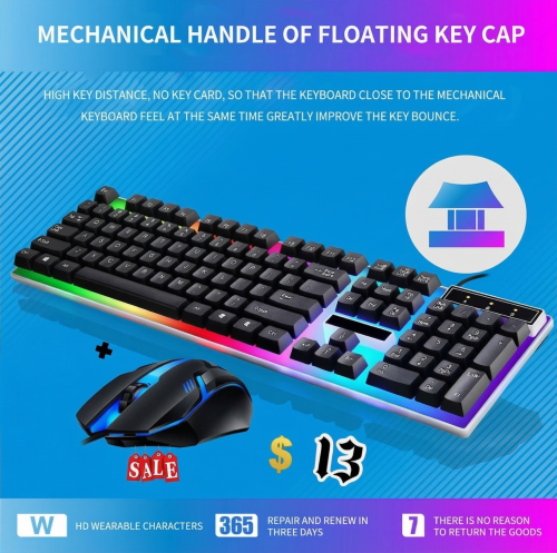 Gaming & Office Keyboard + Mouse Kit for Only $13!