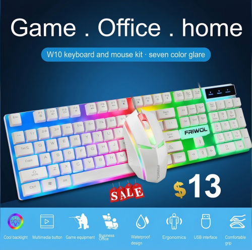 Gaming & Office Keyboard + Mouse Kit for Only $13!