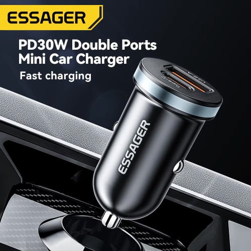 Essager 30W Car Charger QC 3.0 Dual USB-A & C