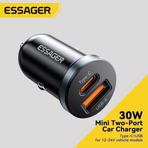 Essager 30W Car Charger QC 3.0 Dual USB-A & C