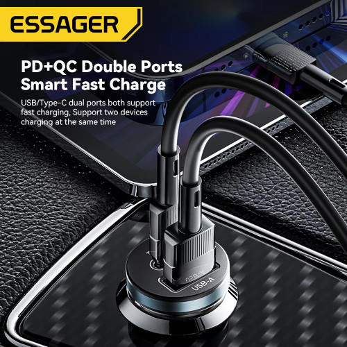 Essager 30W Car Charger QC 3.0 Dual USB-A & C