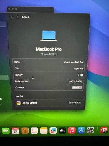 MacBook Pro 14inch M3 Ram8 G 512G
