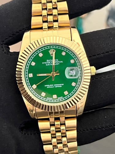 Rolex Luxury Gold Watch – Green Dial 💚✨