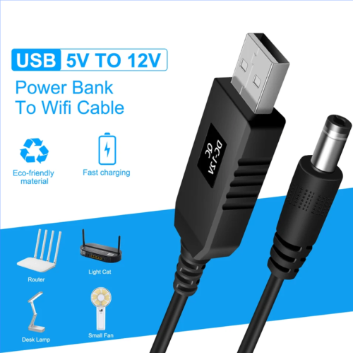 ខ្សែ​បង្កើន​ថាមពល USB DC 5V ទៅ DC 12V Step UP Module USB Converter Adapter Cable Plug