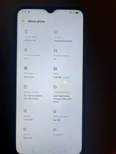 OPPO A16K ខ្មៅ ស្អាត 98% ធានាសាណុំហ្សុីន 13មុឺន Ram3 Memory 32G ទីតាំង ភ្នំពេញ  ផ្សារថ្មី