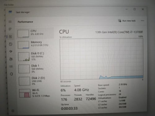 PC i7-13700F/32GB/M.2 256GB+M.2 1TB/RTX 3060-12GB/MB Gigabyte B760