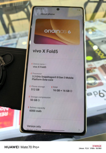 Vivo X fold5 Ram 16GB+16GBBattery 6000 mAh