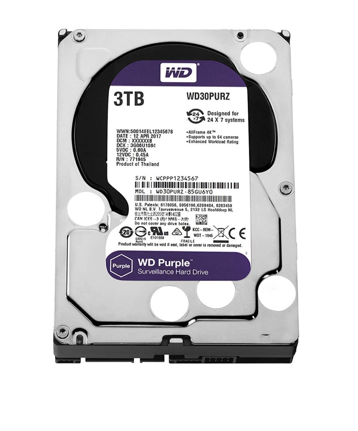 WD Purple 3TB Surveillance Hard Disk Drive