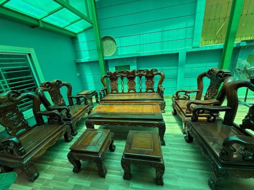 សាឡុងឈើនាងនួនខ្មែរបុរាណ លក្ខណៈប្រណិត សម្រាប់គេហដ្ឋាន