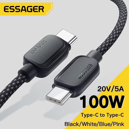 Essager 3 Meters 100W Type-C Cable ខ្សែសាក Type-C កំលាំង 100W ប្រវែង 3 ម៉ែត្រ មានឈីបសុវត្ថិភាព