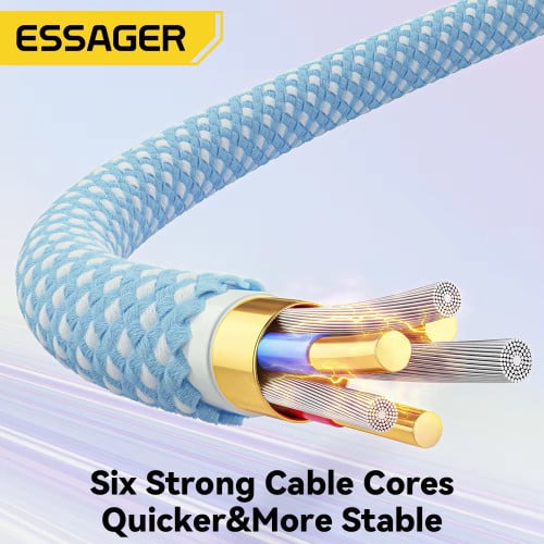 Essager 3 Meters 100W Type-C Cable ខ្សែសាក Type-C កំលាំង 100W ប្រវែង 3 ម៉ែត្រ មានឈីបសុវត្ថិភាព