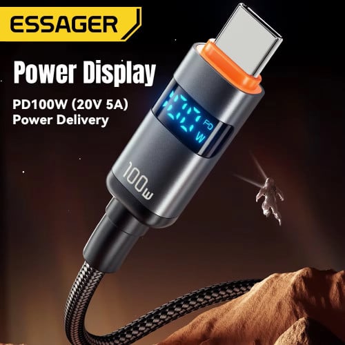 Essager Type C to Type C Cable 100W 2 Meters ខ្សែសាក ២ម៉ែត្រ 100W មានឈីប E-Marker