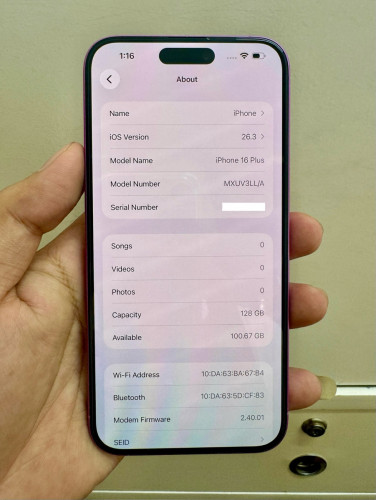 iPhone 16 Plus 128G Color Pink 🩷 មួយទឹក ថ្ម100%🔋 lock sim ប្រើបានសុីម2សេវាដើរស្មូតល្អគ្រប់ប្រពន្ធ័