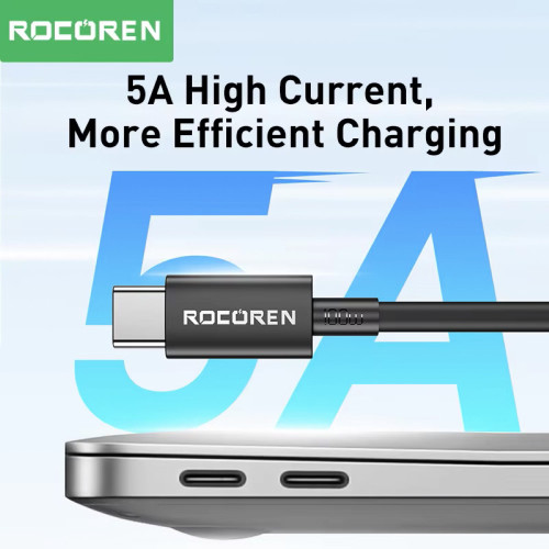 Rocoren 100W USB C To USB Type C Cable 3 meters ខែ្សសាក Type C ប្រវែង ៣ ម៉ែត្រ