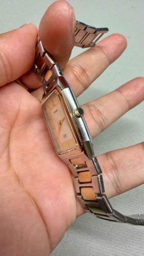 Original Vintage CITIZEN Exceed Tank Quartz Slim Two-Tone Champagne Dial 1997 - (Condition 70%)