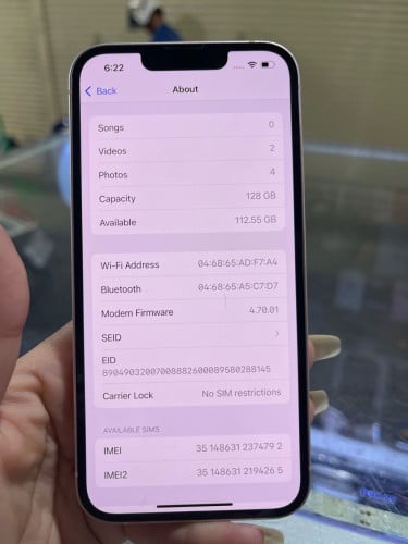 268$ iPhone 13(128gb)ស La អេក្រង់zinថ្ម85% ស្កេនNoicloud no bypass