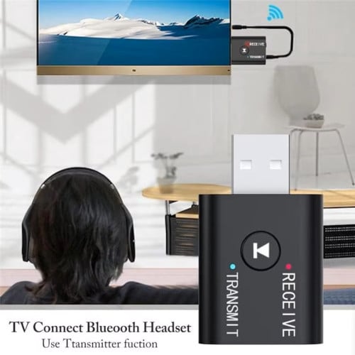 Bluetooth 5.0 Audio Transmitter Receiver 2 in 1 Computer TV 3.5mm to Speaker Headphones