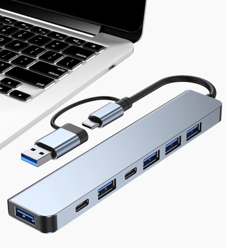 Double-head usb/type c 7-in-1 docking station laptop tablet usb expansion hub