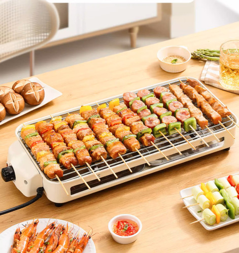 Electric barbecue grill household smokeles with frying pan