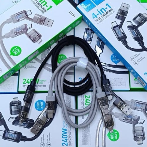 Hoco 4in 1 fast charging crystal data cable u151