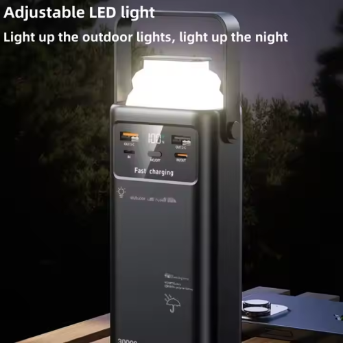 Power Bank 30000mah 4 Cable PD 22.5w Fast Charging Flashlight Handle Outdoor