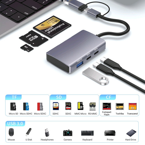 Card Reader ក្បាល២ USB+Type C
