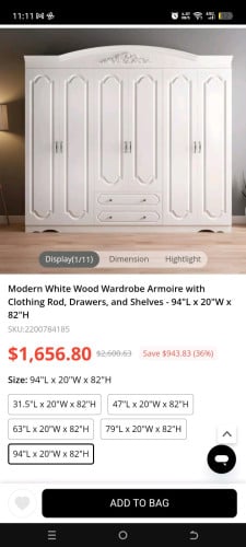 Imported from USA. 6 door wardrobe. Discounted price