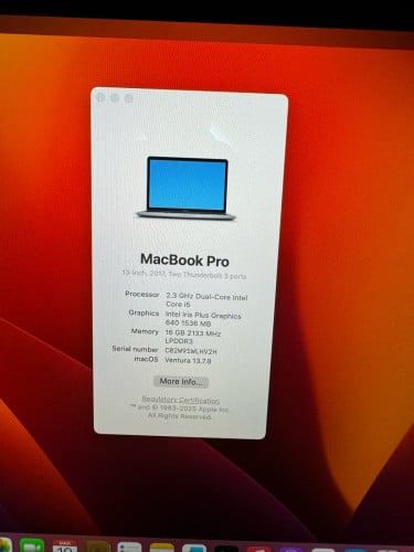 MacBook Pro 2017 13inch core i5 Ram16G 256G