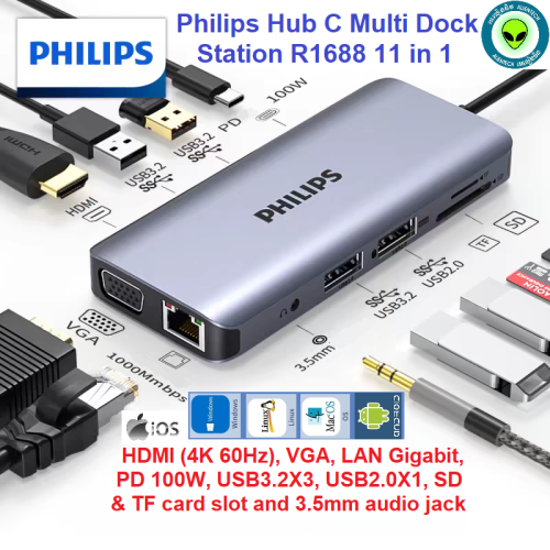 Philips USB C HUB R1688 all 11 in 1 original genuine 100% expense only 1time you get real quality