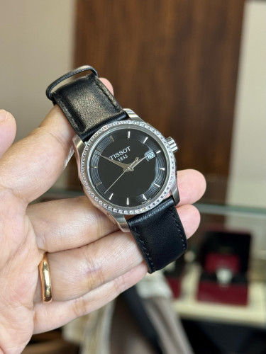Tissot Couturier Black Dial Diamond Ladies Watch