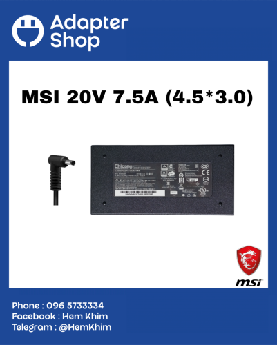 Adapter MSI 20V 7.5A 150W Original (4.5*3.0)