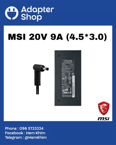 Adapter MSI 20V 9A 180W Original (4.5*3.0)