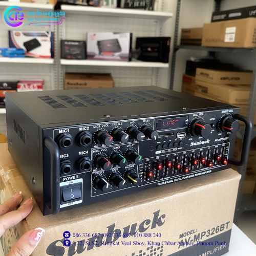 AV-326BT 1200W 2.0 Channel bluetooth 5.0 Car Home Audio Power HiFi Amplifier 12V/220V