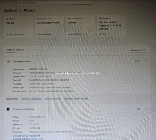 Desktop: intel i7-11700, ddr4 ram32, m.2 Samsung SSD 1tb