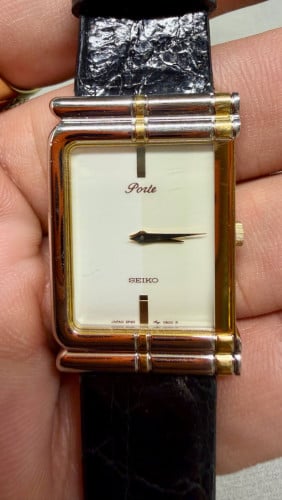 Original Ultra Rare Vintage SEIKO Porte Tank Ultra-Thin White Dial SGP Dress Watch JDM 1986 -Con 80%