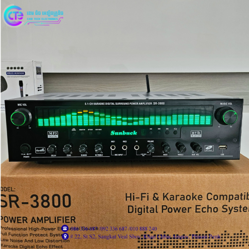 SR-3800 1200W 220V high-power 5.1 channel Bluetooth power amplifier home theater