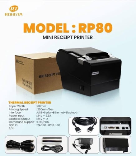 -Mini Printer Receipt RP80 Have Bluetooth ថ្មីប្រអប់ ឥវ៉ានស្ដុកថ្មីបងៗ មានការធានា1ឆ្នាំ ពេញបងៗ 📩